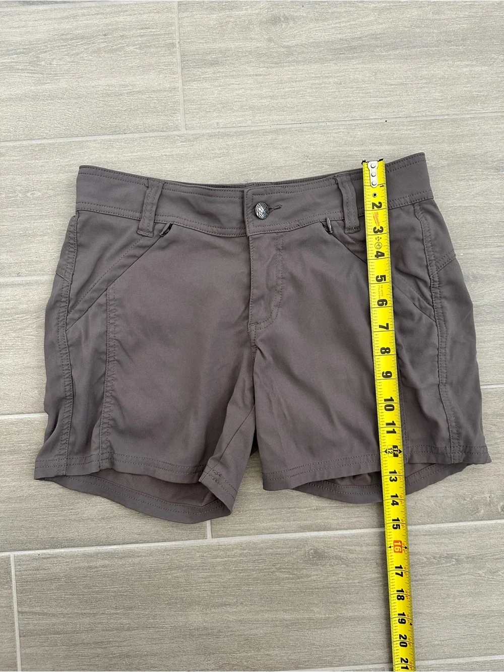 prAna Hallena Stretch Shorts Women 5 Gray Hiking Utility Gorpcore Cargo Boho 5